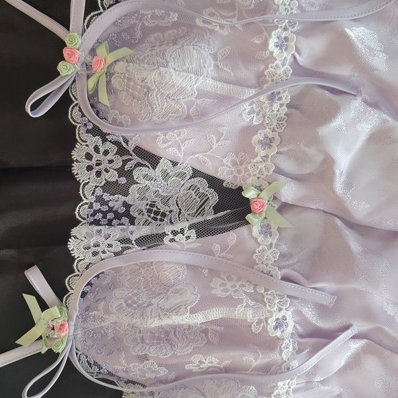 For Love And Lemons Light Purple Chemise Slip with Lace - Picture 3 of 11